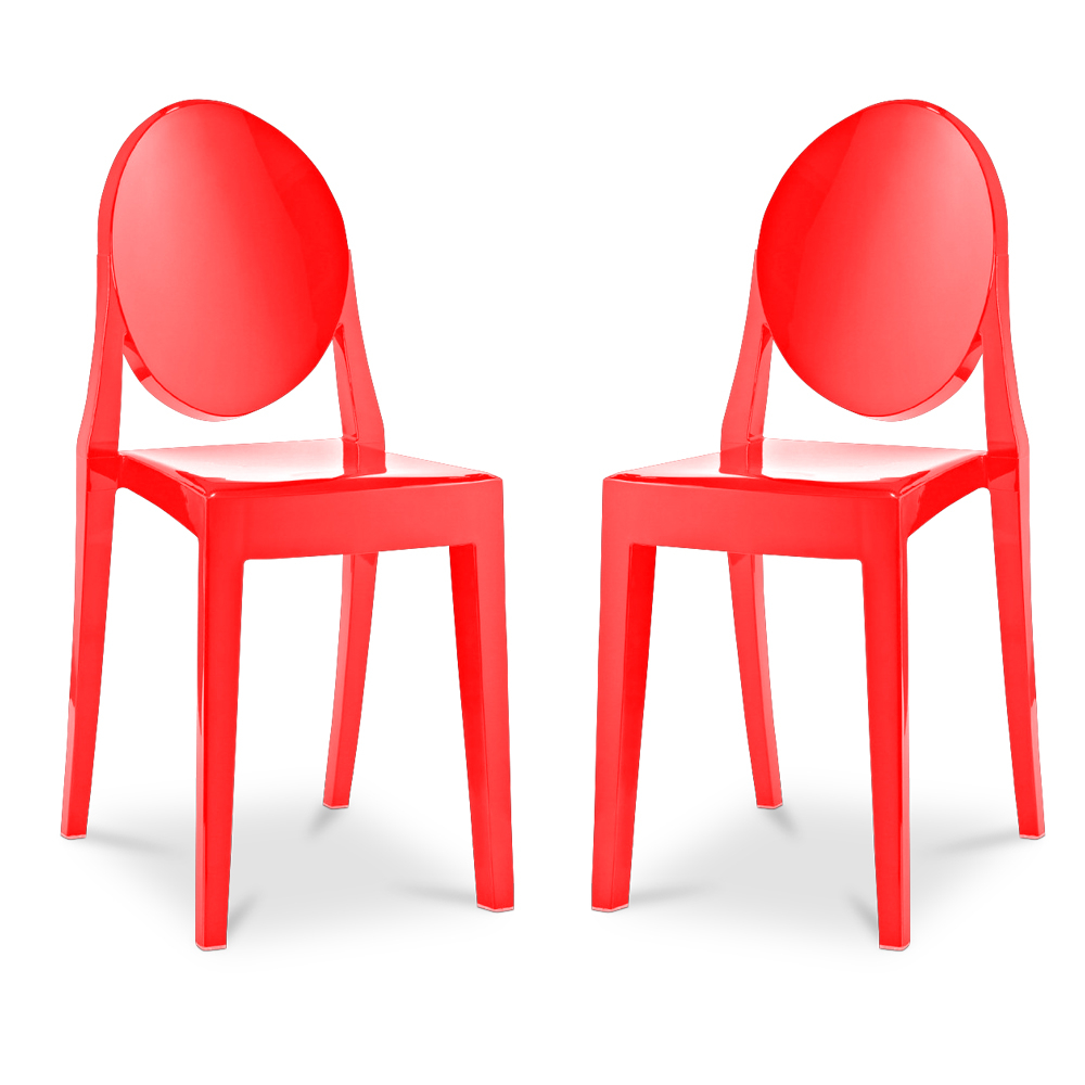 Buy Pack of 2 Transparent Dining Chairs - Victoria Queen Red 58734 - in the UK