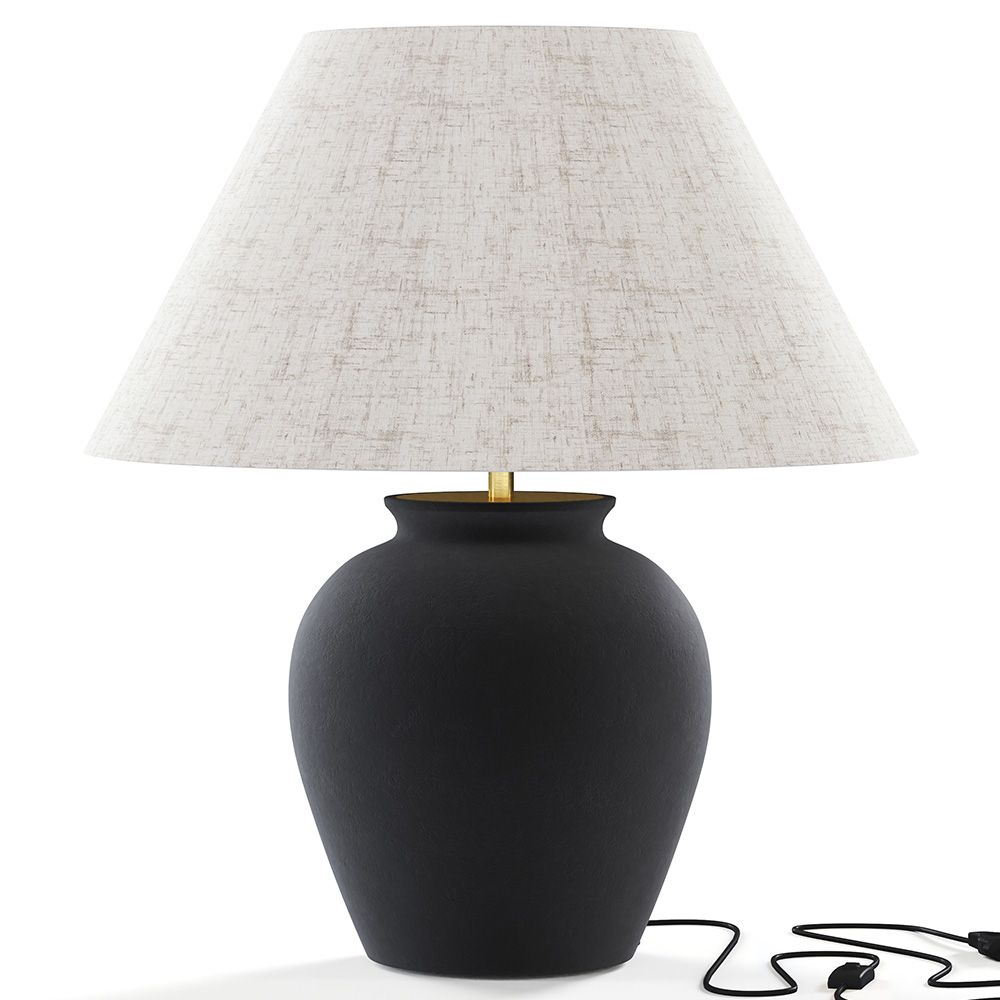 Vintage Table Lamp - Ceramic Base and Fabric Shade - Luno image 8