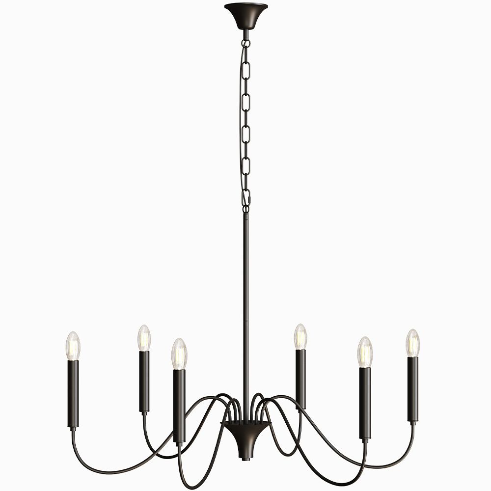 Matte Black Metal Chandelier Style Pendant Lamp – 6 Arms - Lumella image 8