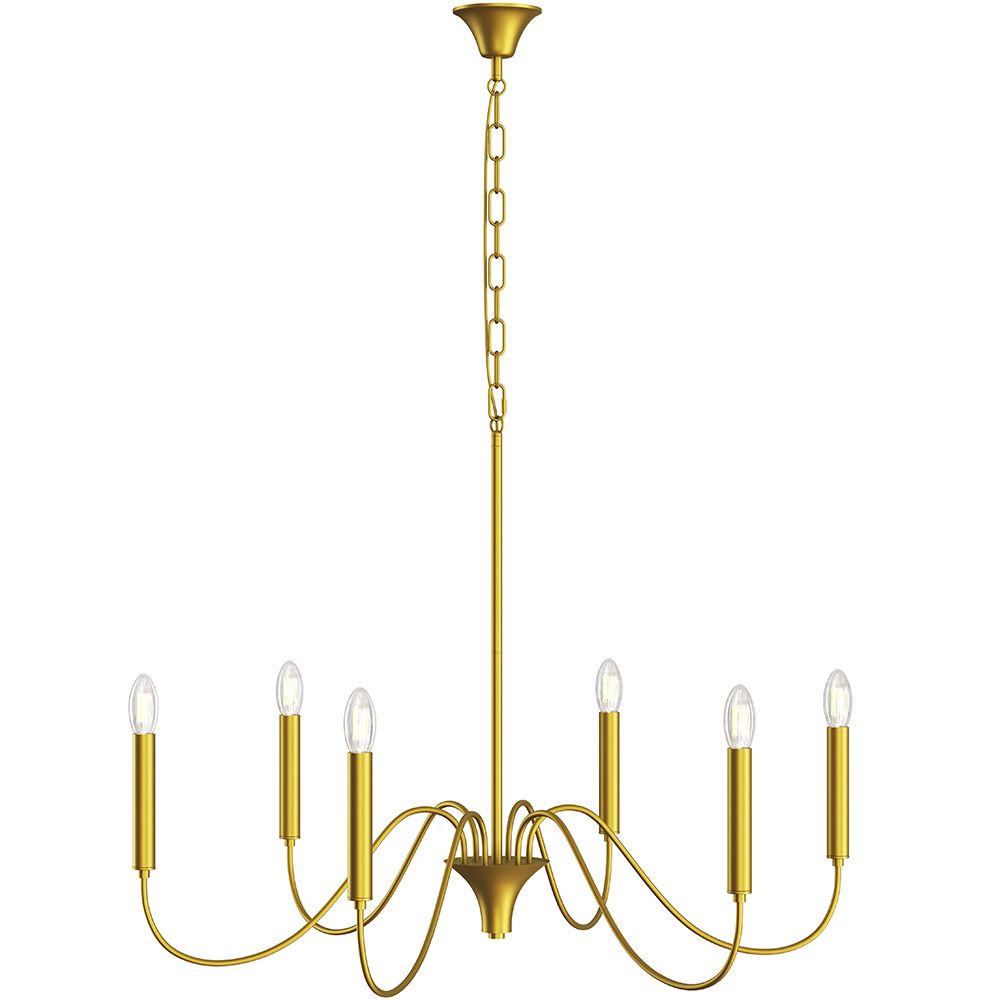 Gold 6-Arm Pendant Lamp – Modern Chandelier Style in Metal - Vintessa image 8