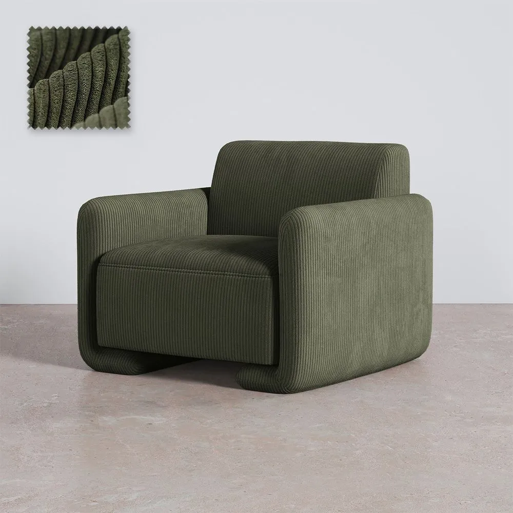 Armchair Upholstered In Velvet Corduroy – Modern Design - November image 8