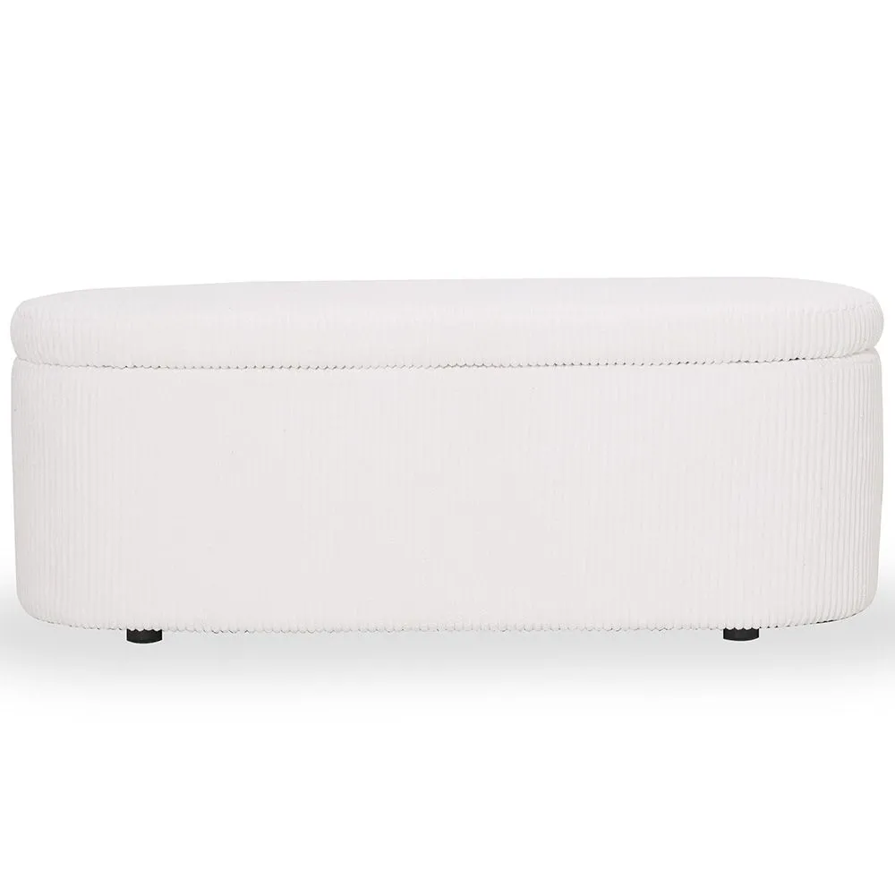 Bench With Internal Storage Upholstered In Velvet Corduroy Fabric - Eiren image 8