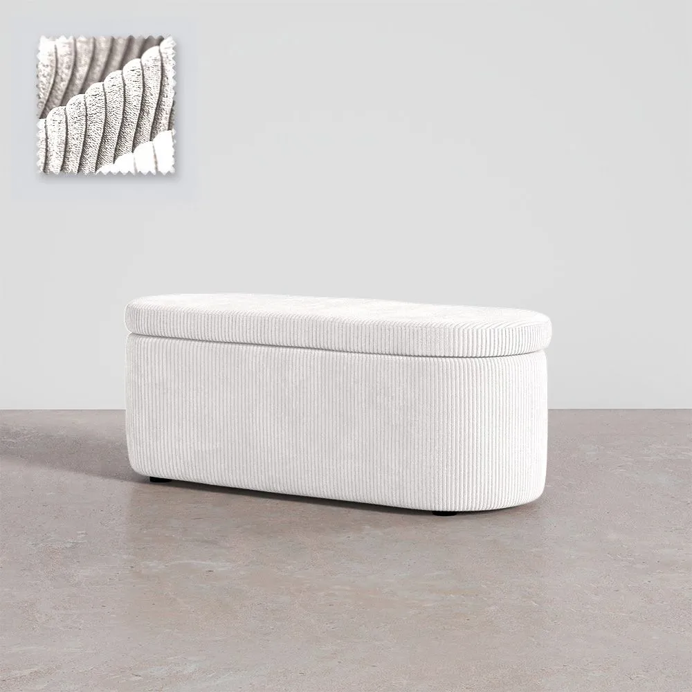Bench With Internal Storage Upholstered In Velvet Corduroy Fabric - Eiren image 8