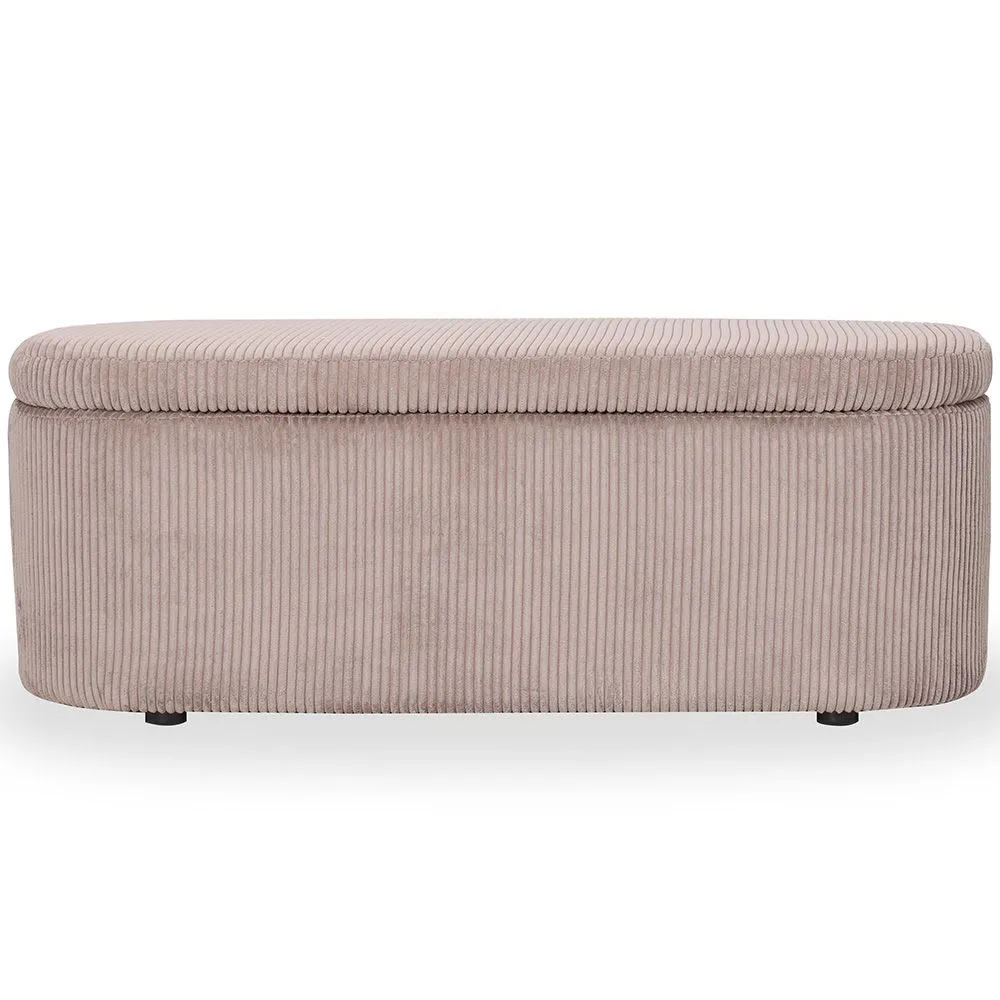 Bench With Internal Storage Upholstered In Velvet Corduroy Fabric - Eiren image 8