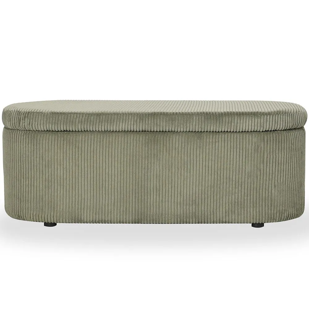 Bench With Internal Storage Upholstered In Velvet Corduroy Fabric - Eiren image 8