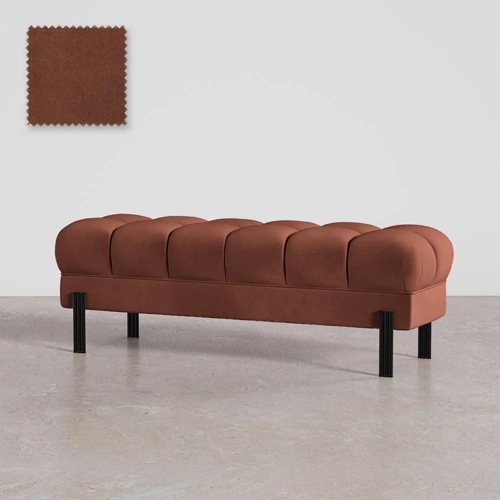 Chesterfield Style Bench Upholstered In Velvet With Iron Legs - Hamptons image 8