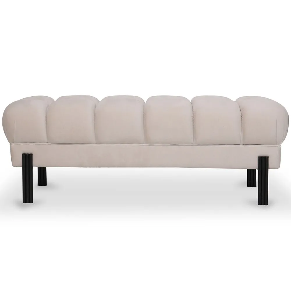 Chesterfield Style Bench Upholstered In Velvet With Iron Legs - Hamptons image 8