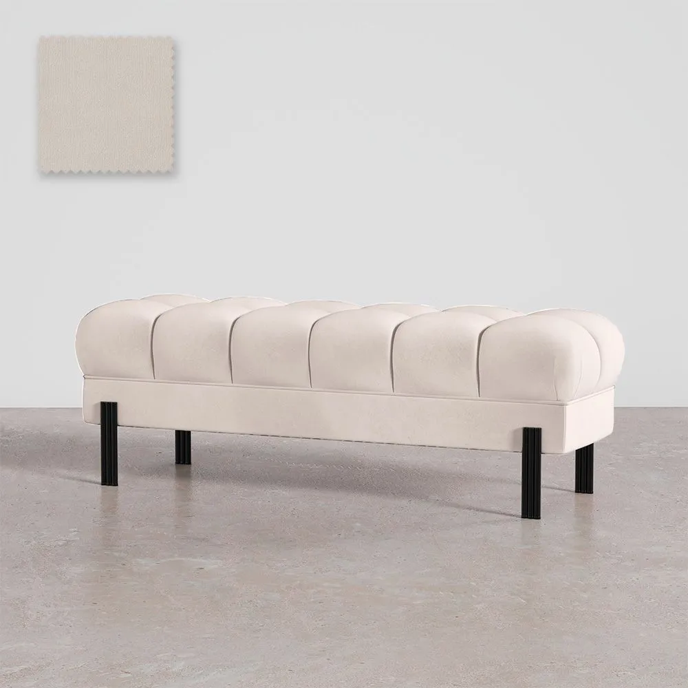 Chesterfield Style Bench Upholstered In Velvet With Iron Legs - Hamptons image 8