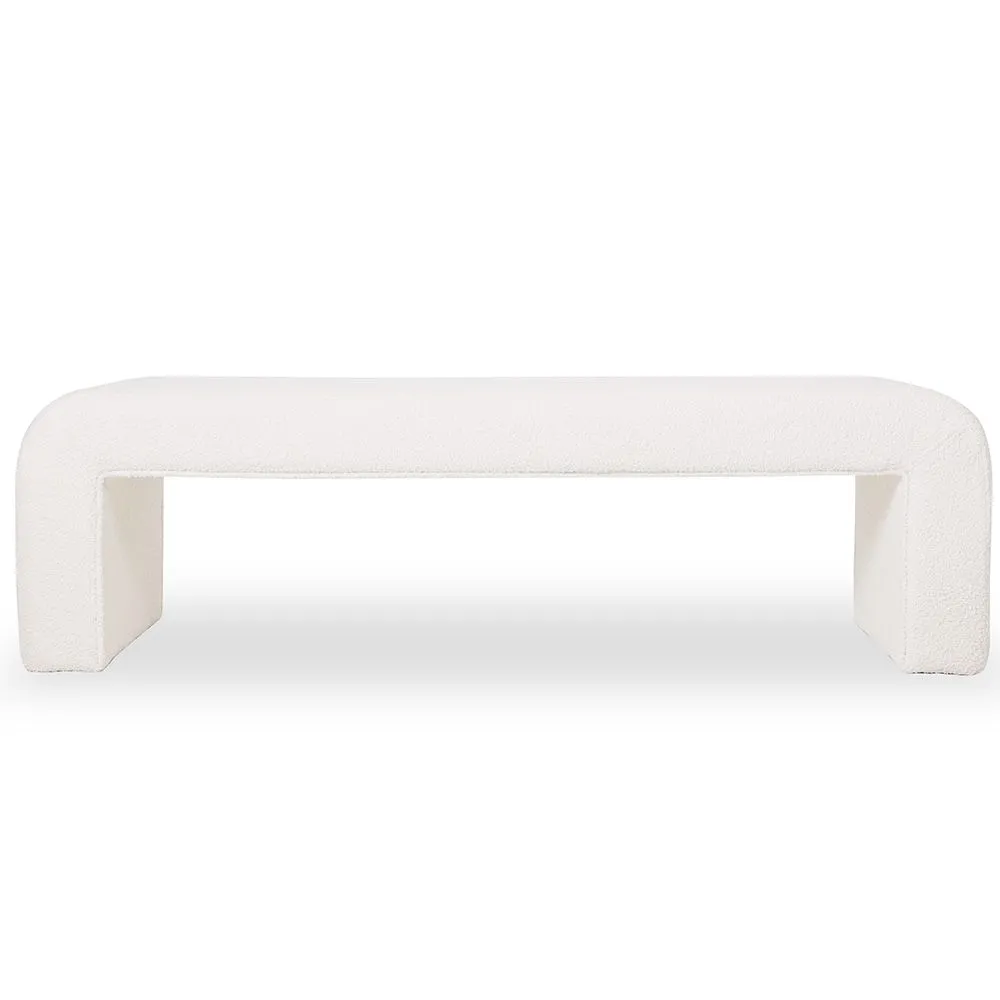Bench Upholstered In White Bouclé Fabric - Modern Elegant Minimalist - Karla image 8