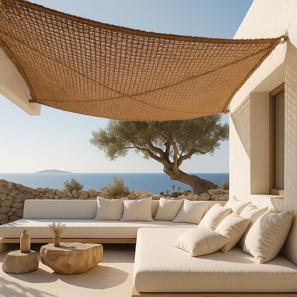 Coconut fiber awning 5x5M - 100 % Natural shade sail image 8