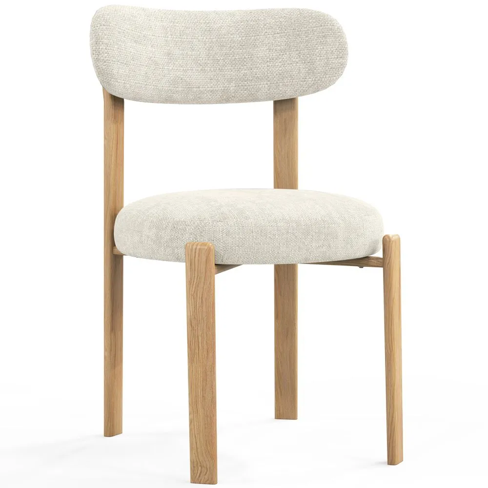 Dining chair Linen upholstered - Oak effect legs - Ergonomic and modern design - Okare image 8