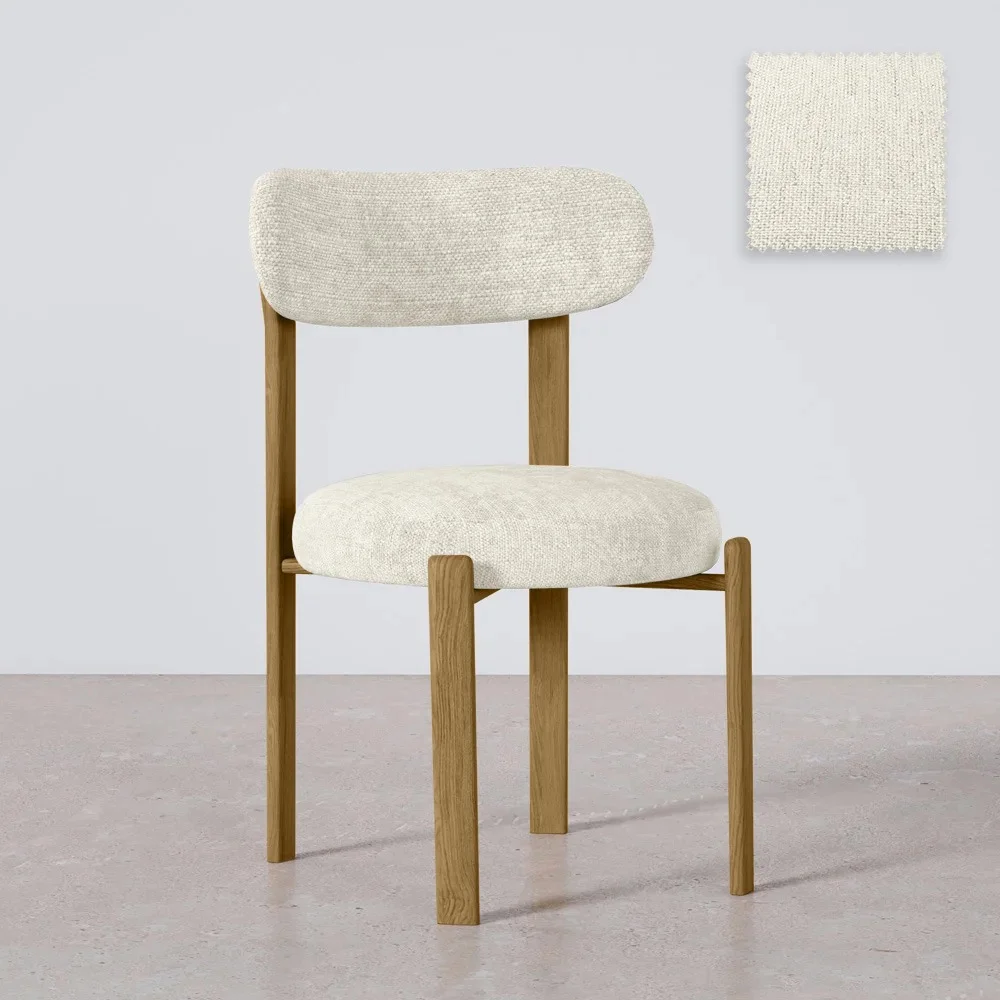 Dining chair Chenille upholstered - Oak effect legs - Ergonomic and modern design - Okare image 8