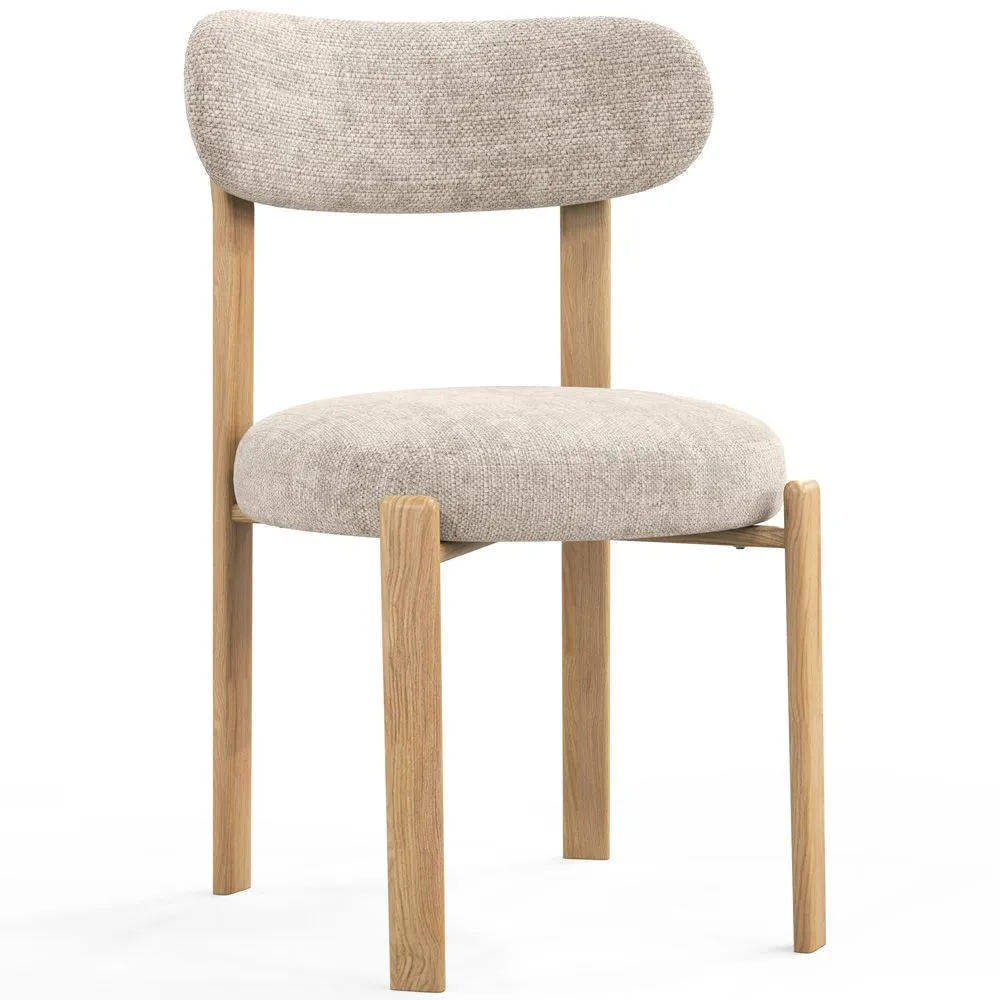 Dining chair Linen upholstered - Oak effect legs - Ergonomic and modern design - Okare image 8