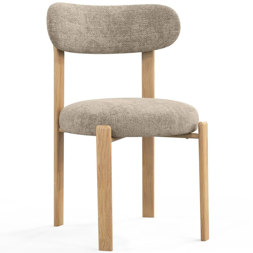 Dining chair Linen upholstered - Oak effect legs - Ergonomic and modern design - Okare image 8