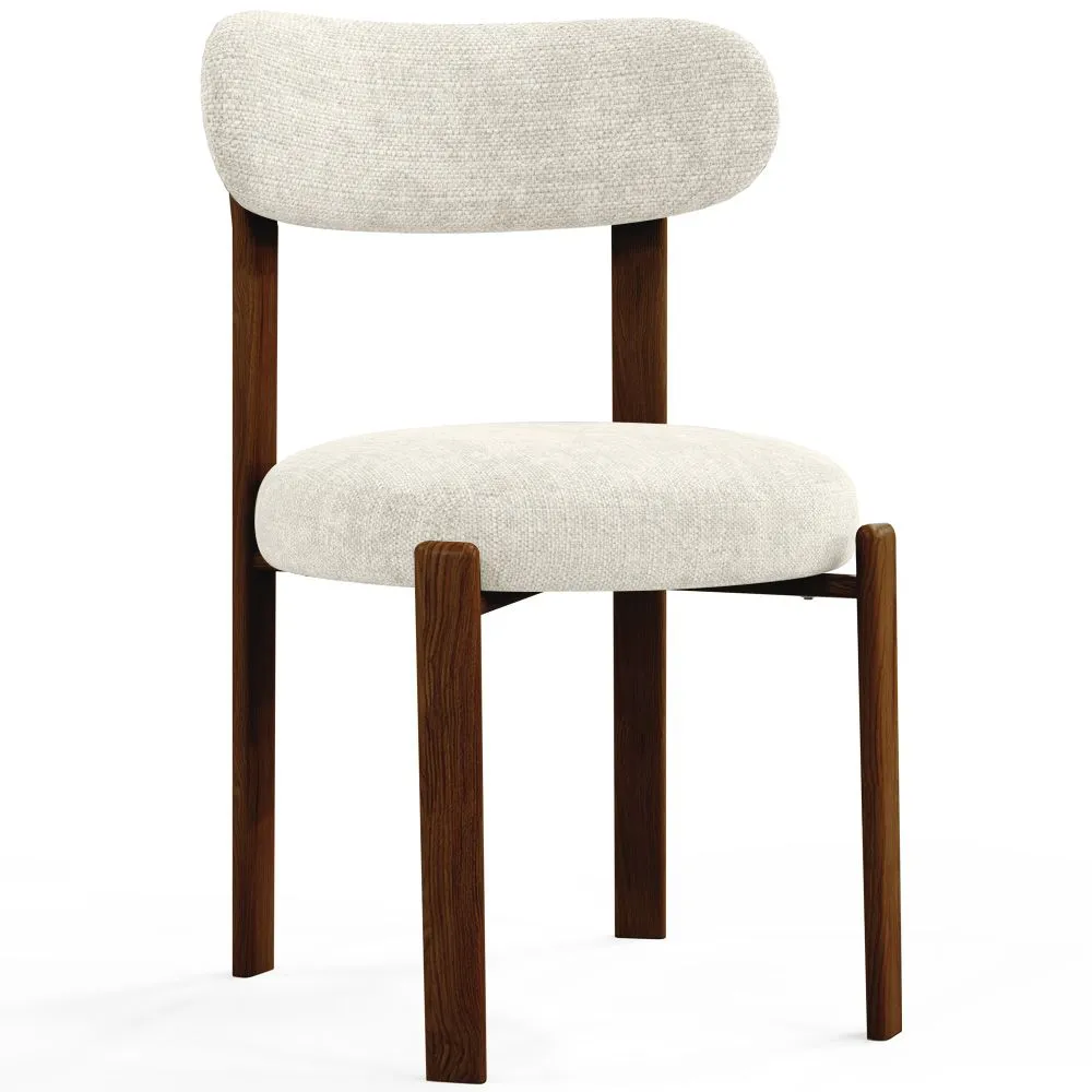 Dining chair upholstered in linen – Dark wood-effect legs – Ergonomic and modern design – Okare image 8