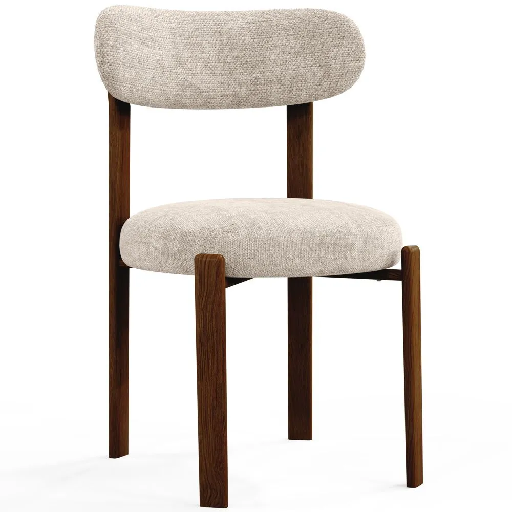 Dining chair upholstered in linen – Dark wood-effect legs – Ergonomic and modern design – Okare image 8