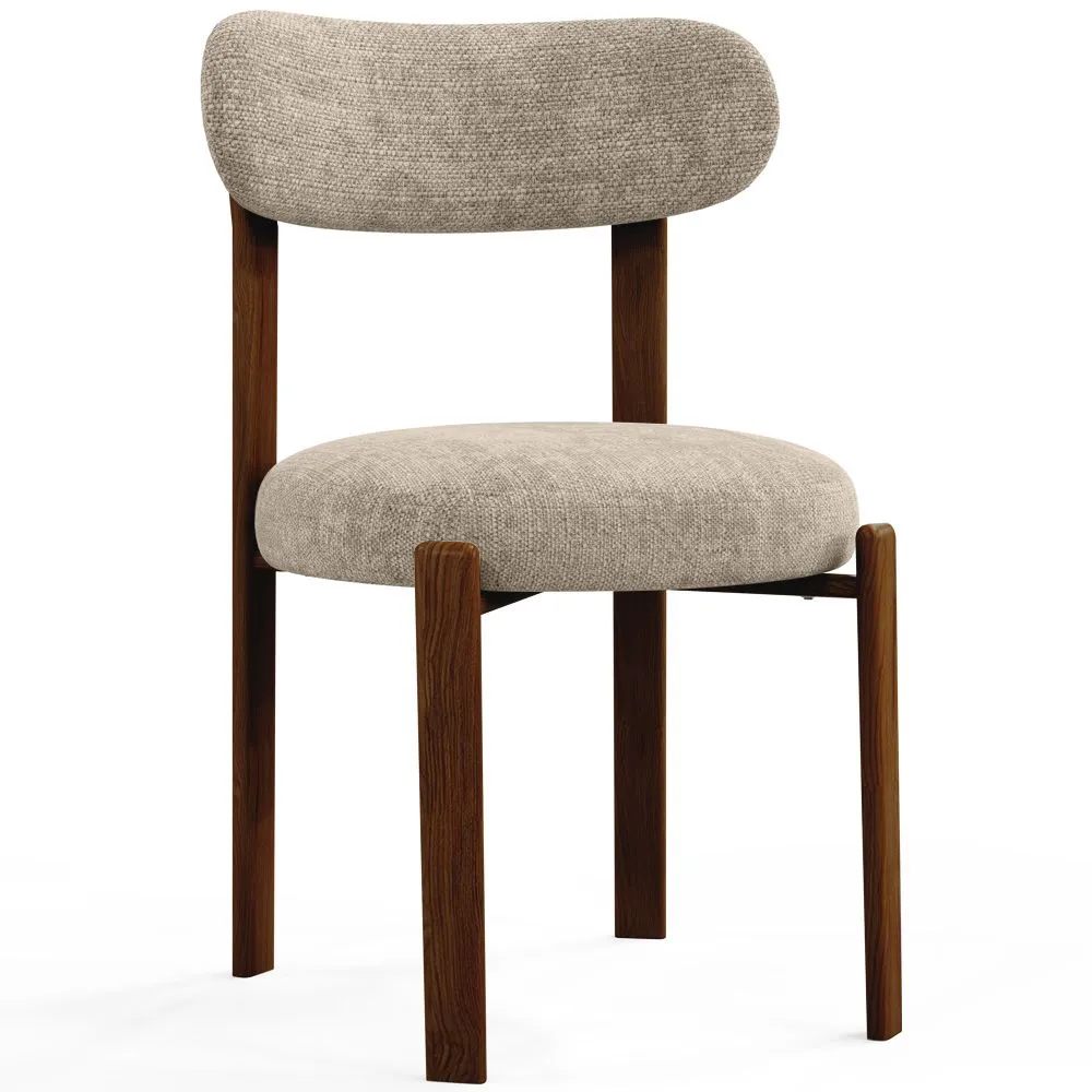 Dining chair upholstered in linen – Dark wood-effect legs – Ergonomic and modern design – Okare image 8