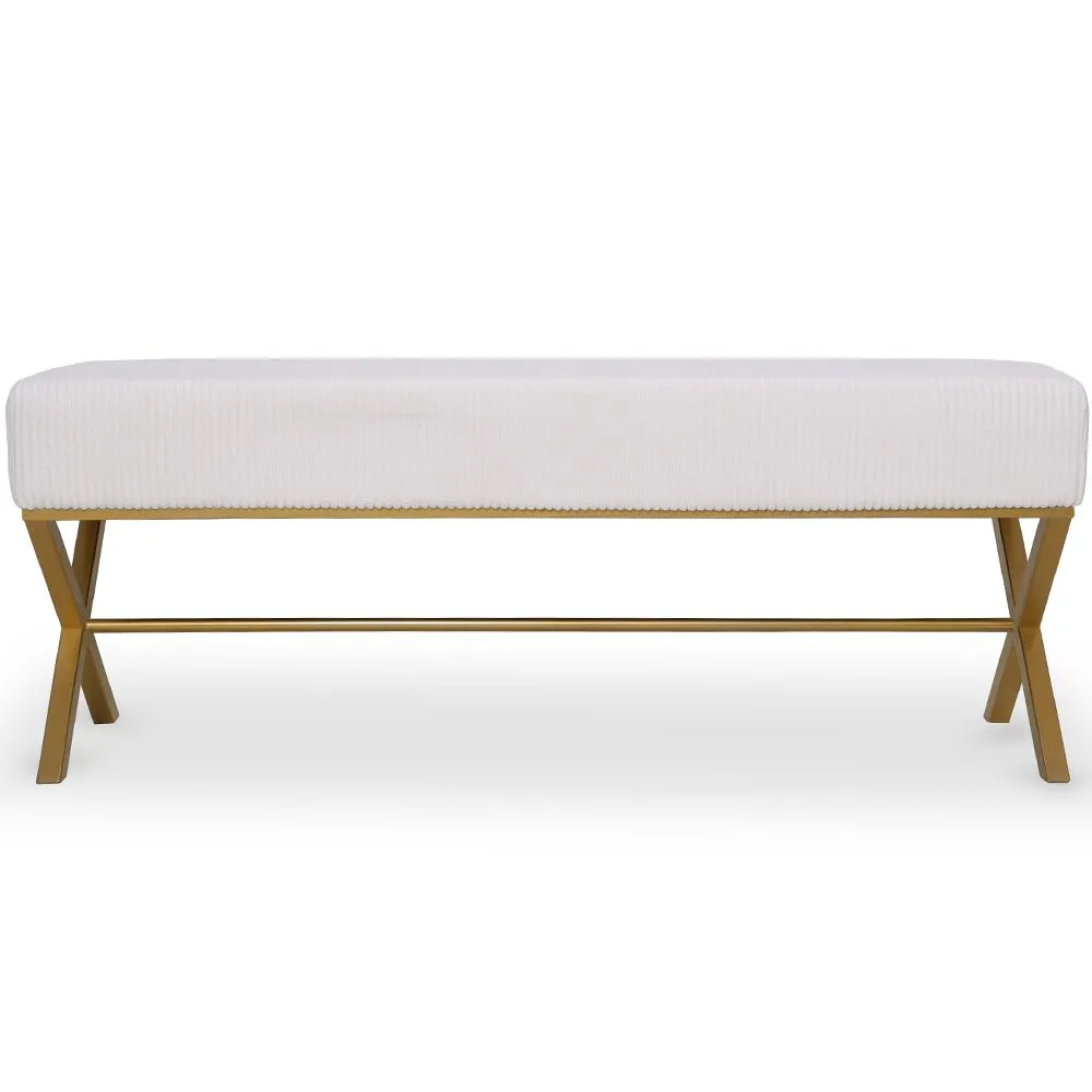 Bench Upholstered In Velvet Fabric With Golden Metal Frame - Vovi image 8