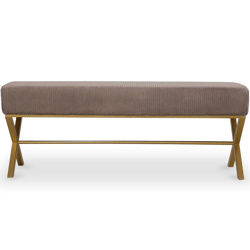 Bench Upholstered In Velvet Fabric With Golden Metal Frame - Vovi image 8