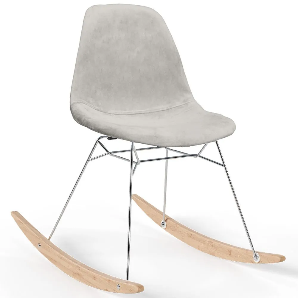 Rocking Chair Modern Fabric Upholstered for Adults - Steel and Wood Legs - Skögur image 8