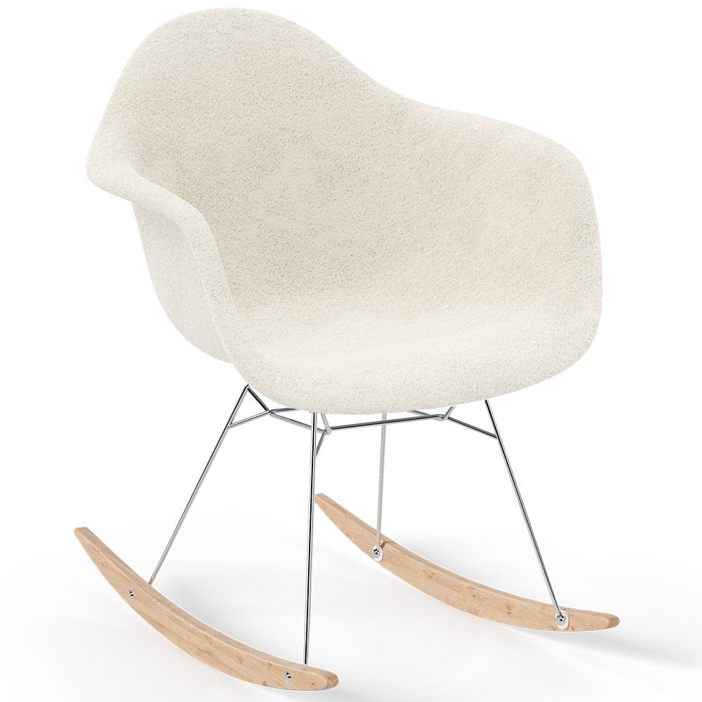 Rocking Chair Bouclé with Arms – Scandinavian Design with Steel and Wood - Nordika image 8