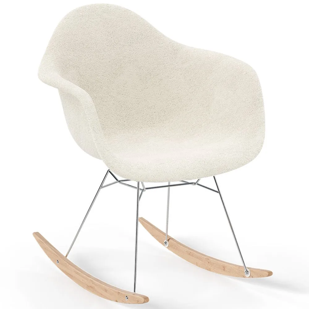 Rocking Chair Bouclé with Arms – Scandinavian Design with Steel and Wood - Nordika image 8
