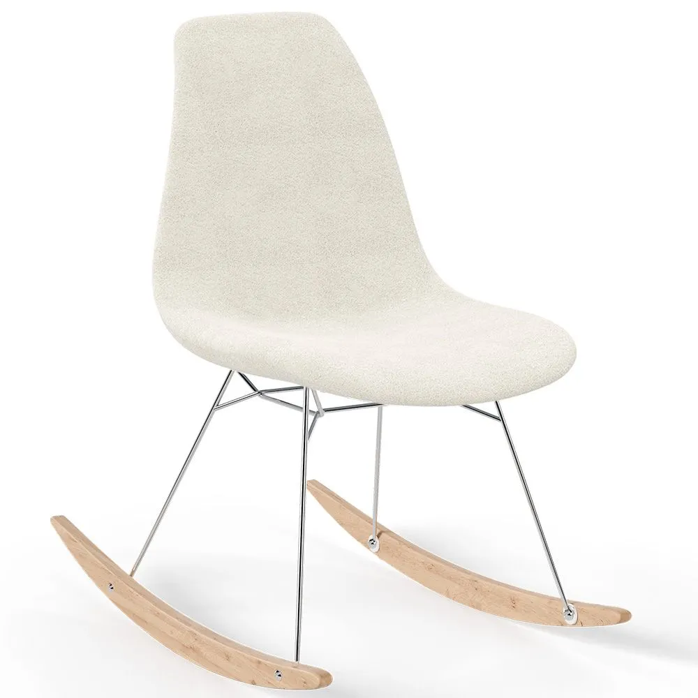 Rocking Chair  Minimalist Bouclé – Nordic Style with Wood and Steel Base - Skögur image 8