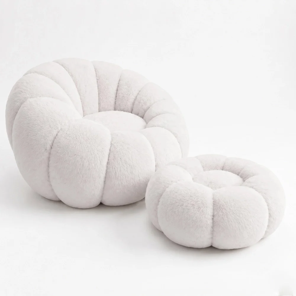 Armchair with Ottoman Upholstered – Soft Fabric – Rubi image 8