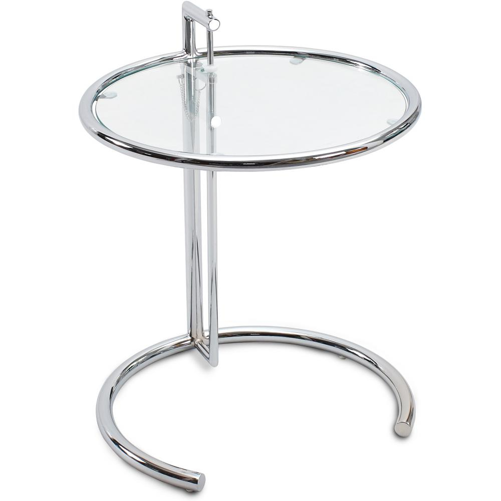  Buy Adjustable Round Side Table - Glass and Steel - Lake Steel 15421 - in the UK