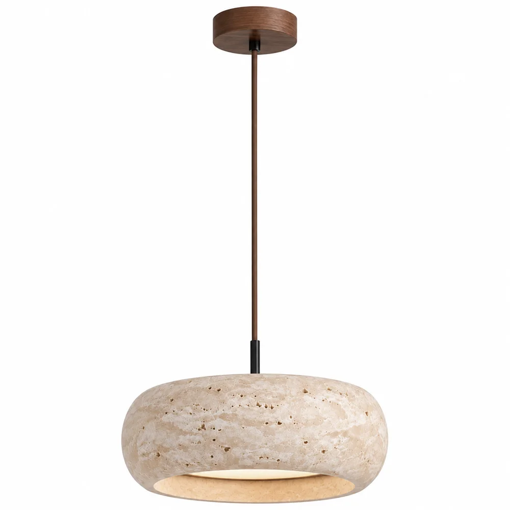 Ceiling Light Pendant – Wood & Travertine – Marguerite image 8