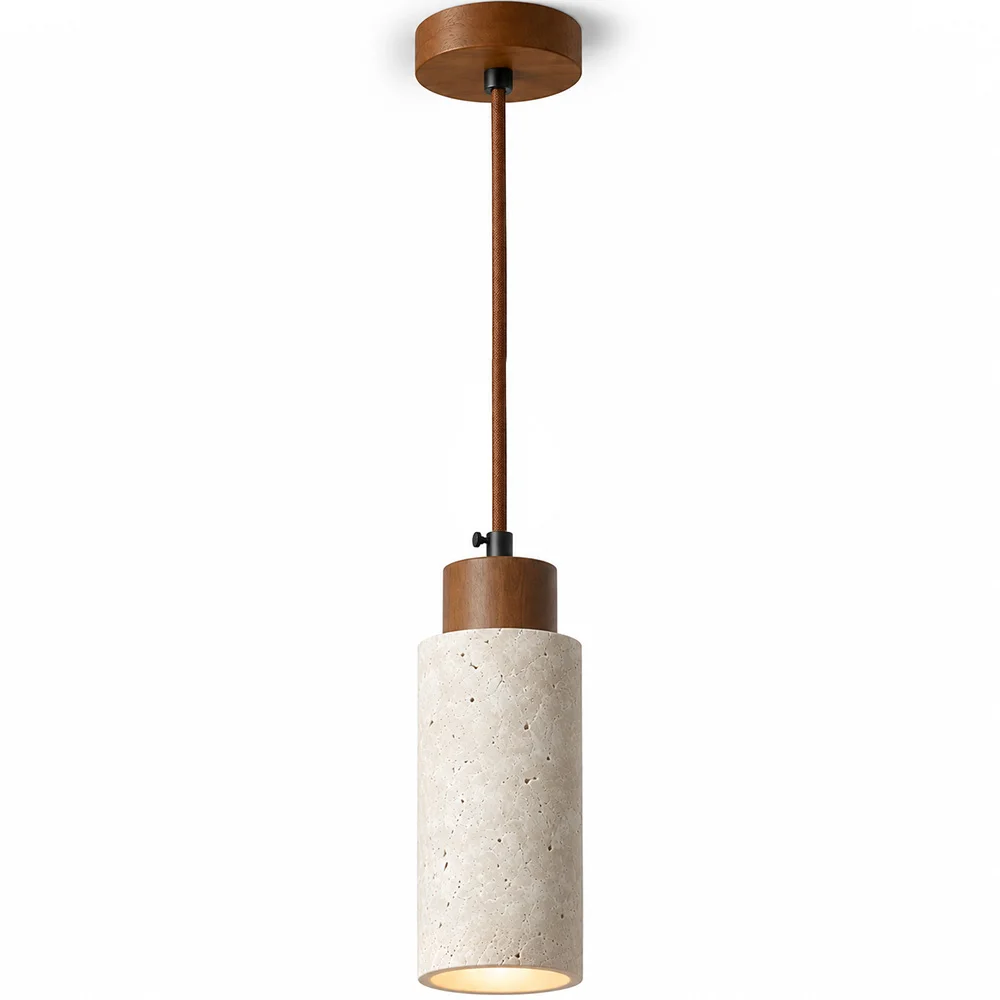 Ceiling Light Pendant Wood & Travertine - Élodie  image 8