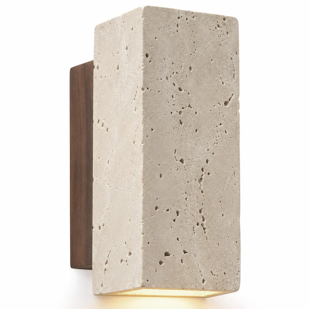 Wall Light – Wood & Travertine Wall Sconce – Violette image 8