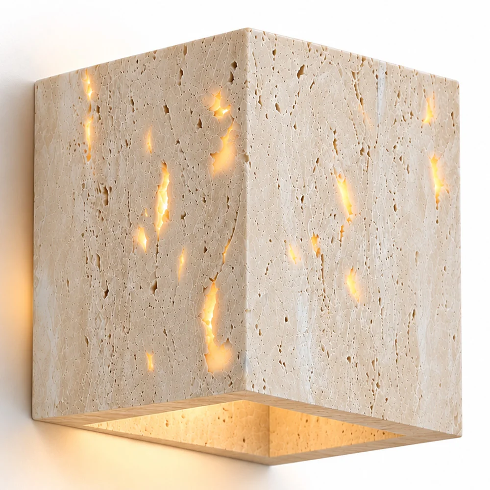 Wall Light – Square Travertine Wall Sconce – Violette image 8