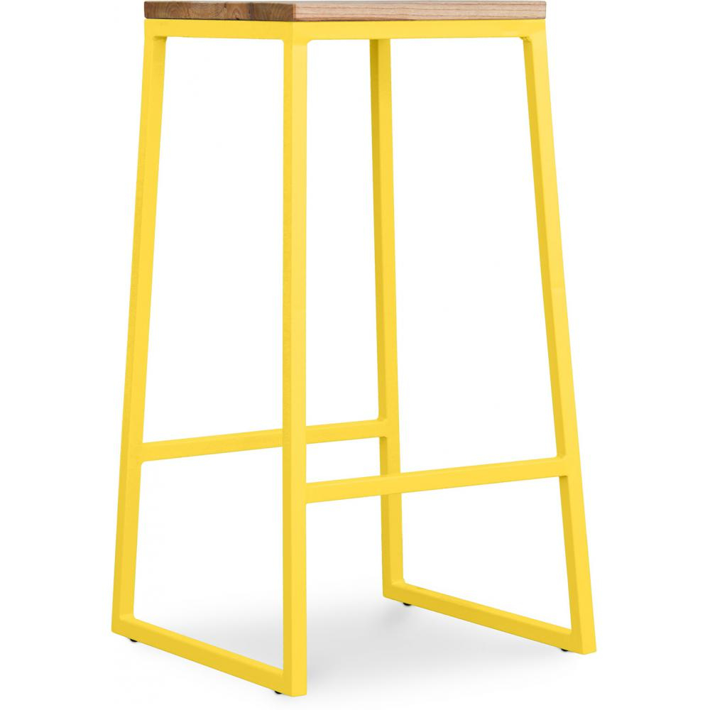  Buy Industrial Design Stool - Wood & Metal - 76cm - Big Boy Yellow 58415 - in the UK