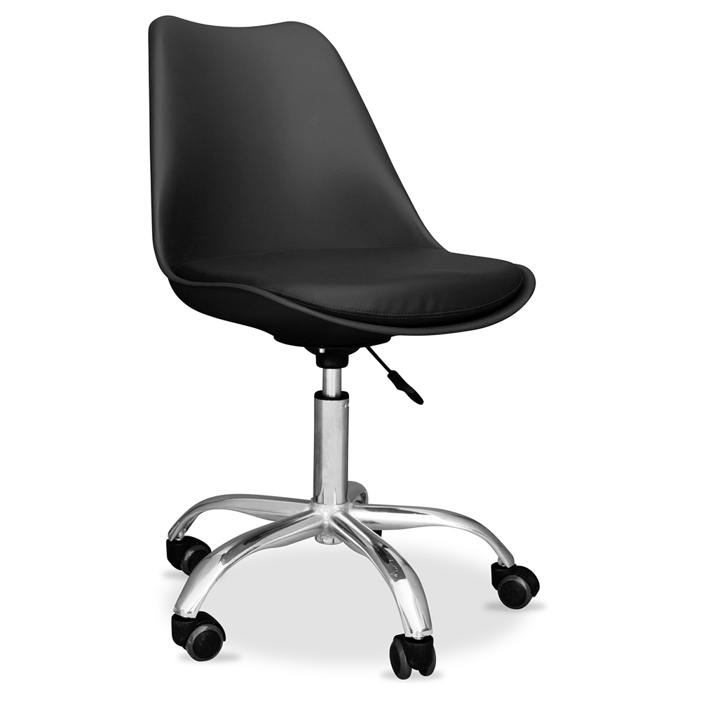  Buy Office Chair with Wheels - Swivel Desk Chair - Tulip Black 58487 - in the UK