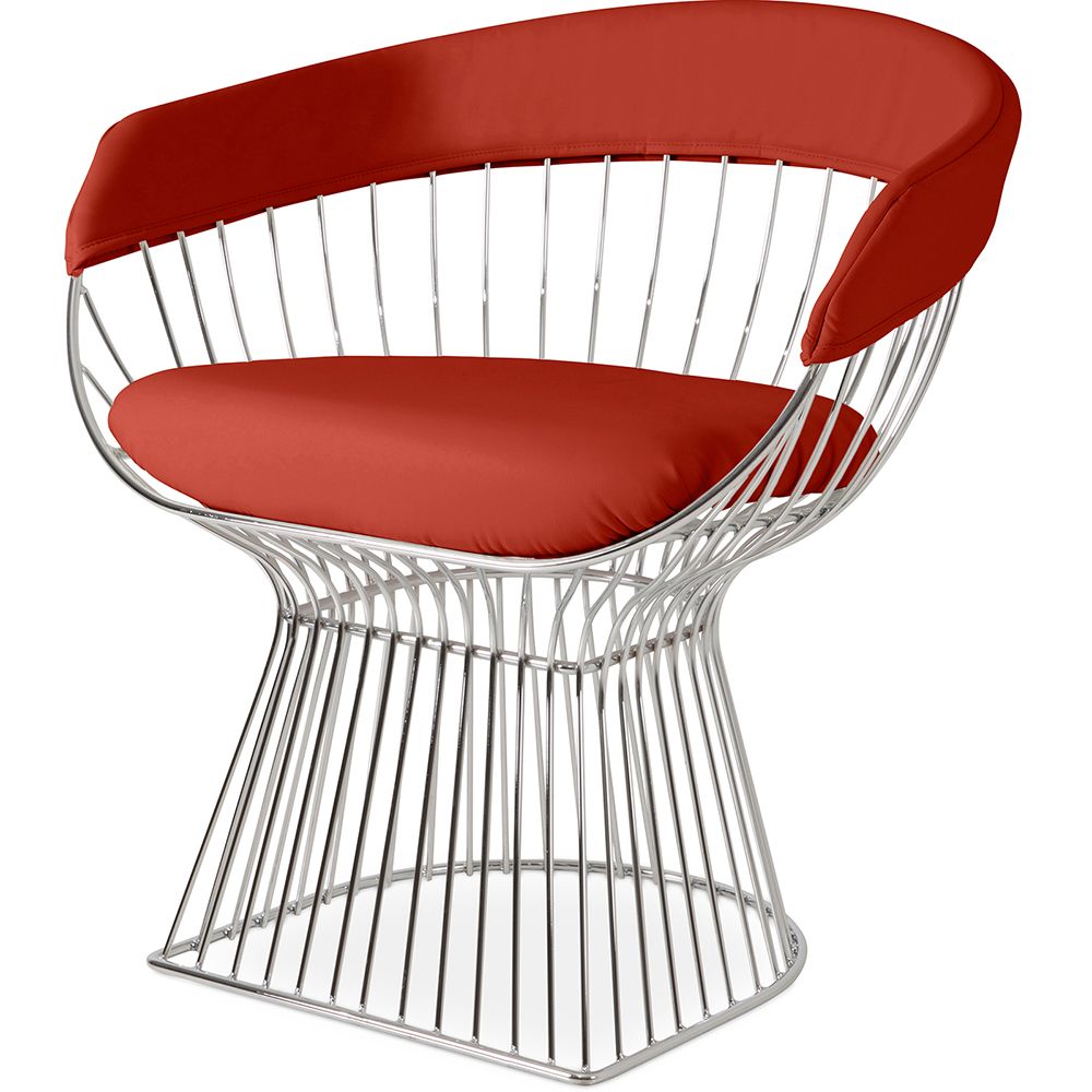 Dining Chair with Armrests - Leather and Metal - Barrel image 8