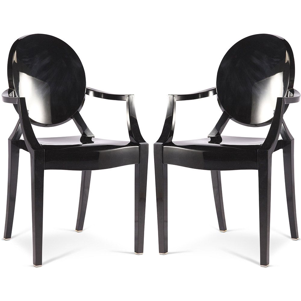 Pack of 2 Transparent Dining Chairs - Armrest Design - Louis XIV image 8