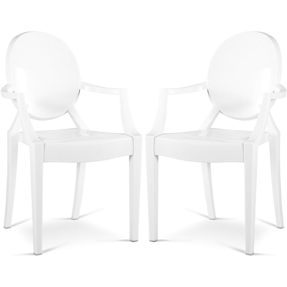 Pack of 2 Transparent Dining Chairs - Armrest Design - Louis XIV image 8