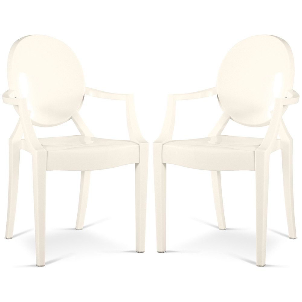 Pack of 2 Transparent Dining Chairs - Armrest Design - Louis XIV image 8