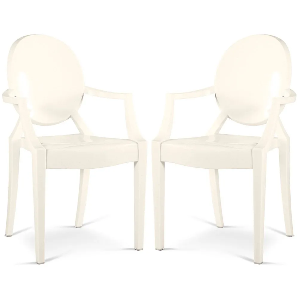 Pack of 2 Transparent Dining Chairs - Armrest Design - Louis XIV image 8