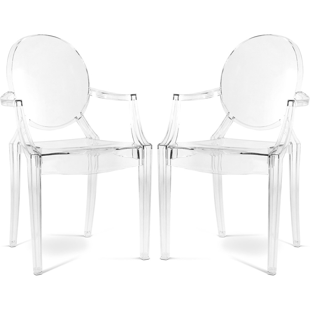  Buy Pack of 2 Transparent Dining Chairs - Armrest Design - Louis XIV Transparent 58735 - in the UK