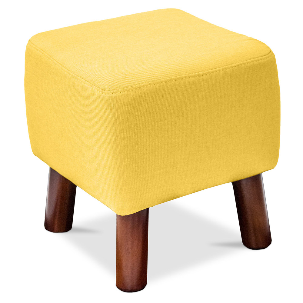  Buy Square Footstool - Linen Upholstered - Wood - Nor Yellow 55340 - in the UK