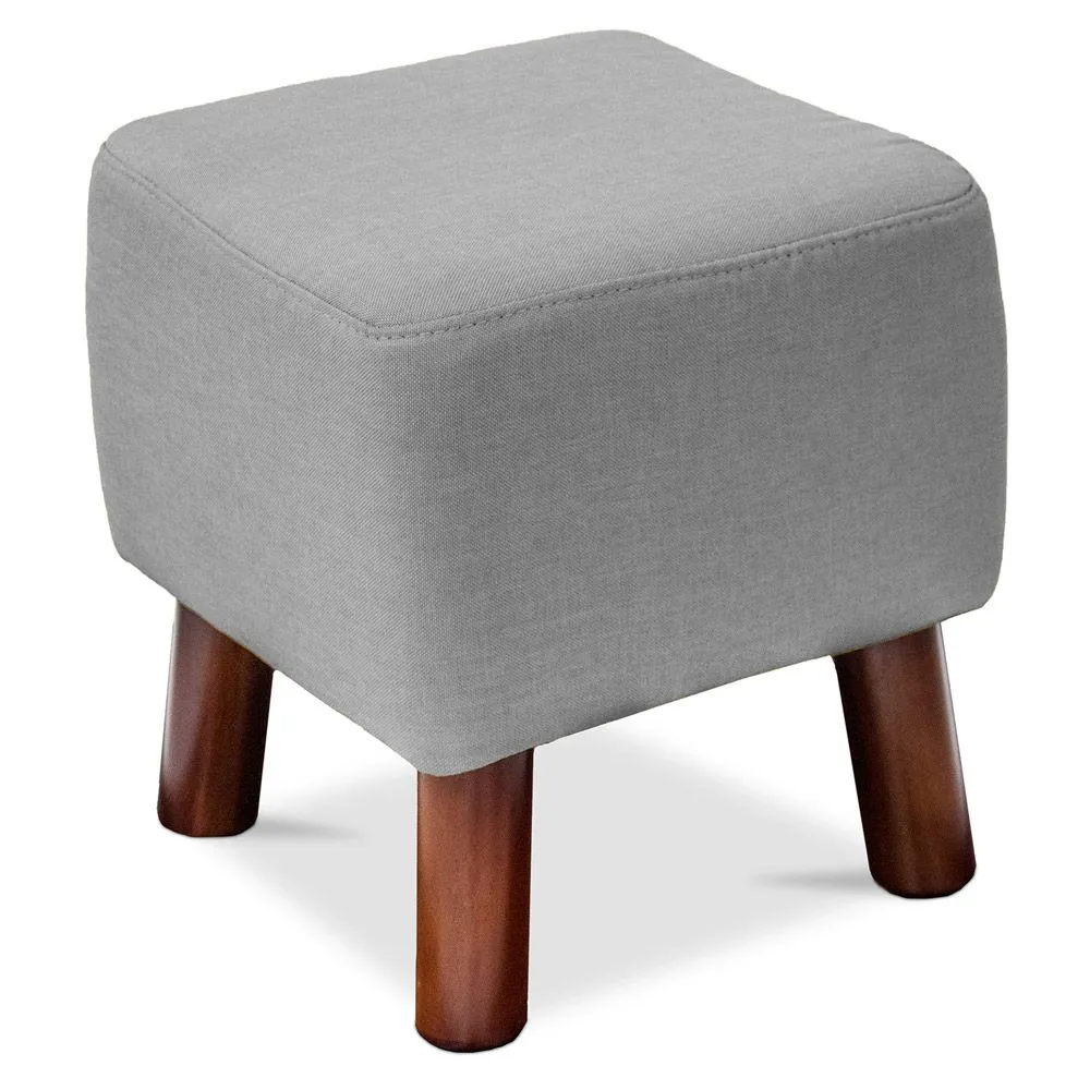 Square Footstool - Linen Upholstered - Wood - Nor image 8