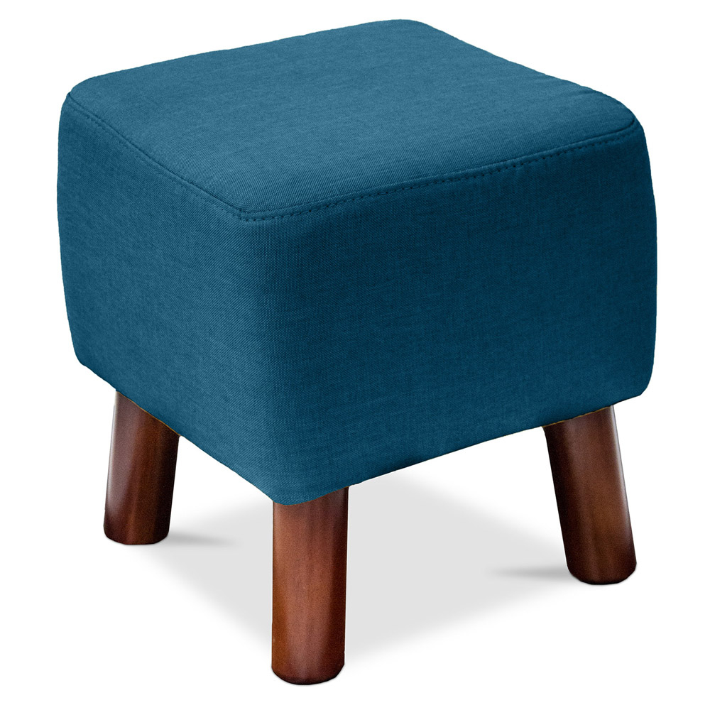  Buy Square Footstool - Linen Upholstered - Wood - Nor Turquoise 55340 - in the UK