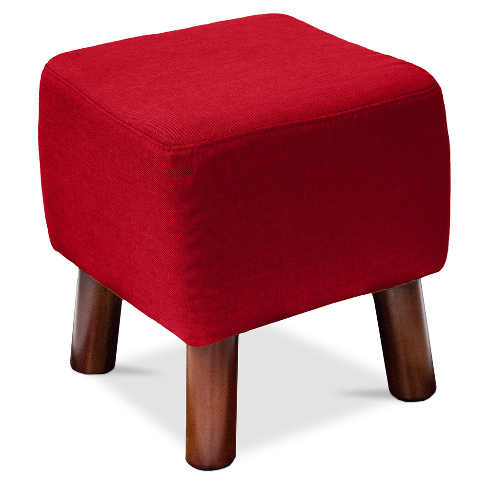  Buy Square Footstool - Linen Upholstered - Wood - Nor Red 55340 - in the UK