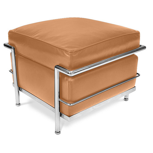  Buy Square footrest - Leather upholstered - Kart Light brown 13419 - in the UK
