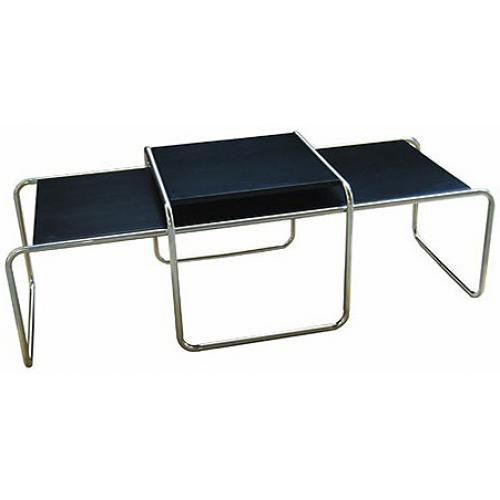  Buy Set of 2 Stackable Coffee Tables - Wood and Steel - Lacky Black 13310 - in the UK