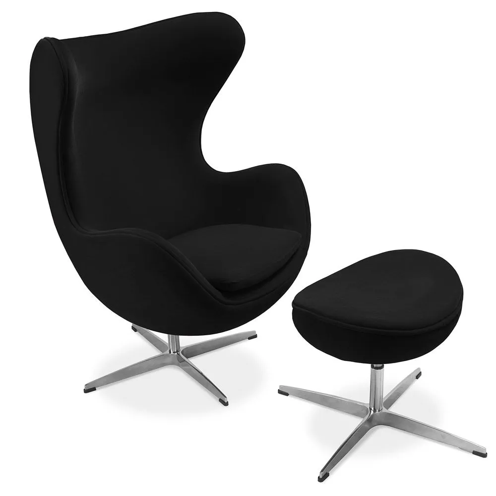  Egg design armchair with footrest - Fabric upholstered - Brave image 8