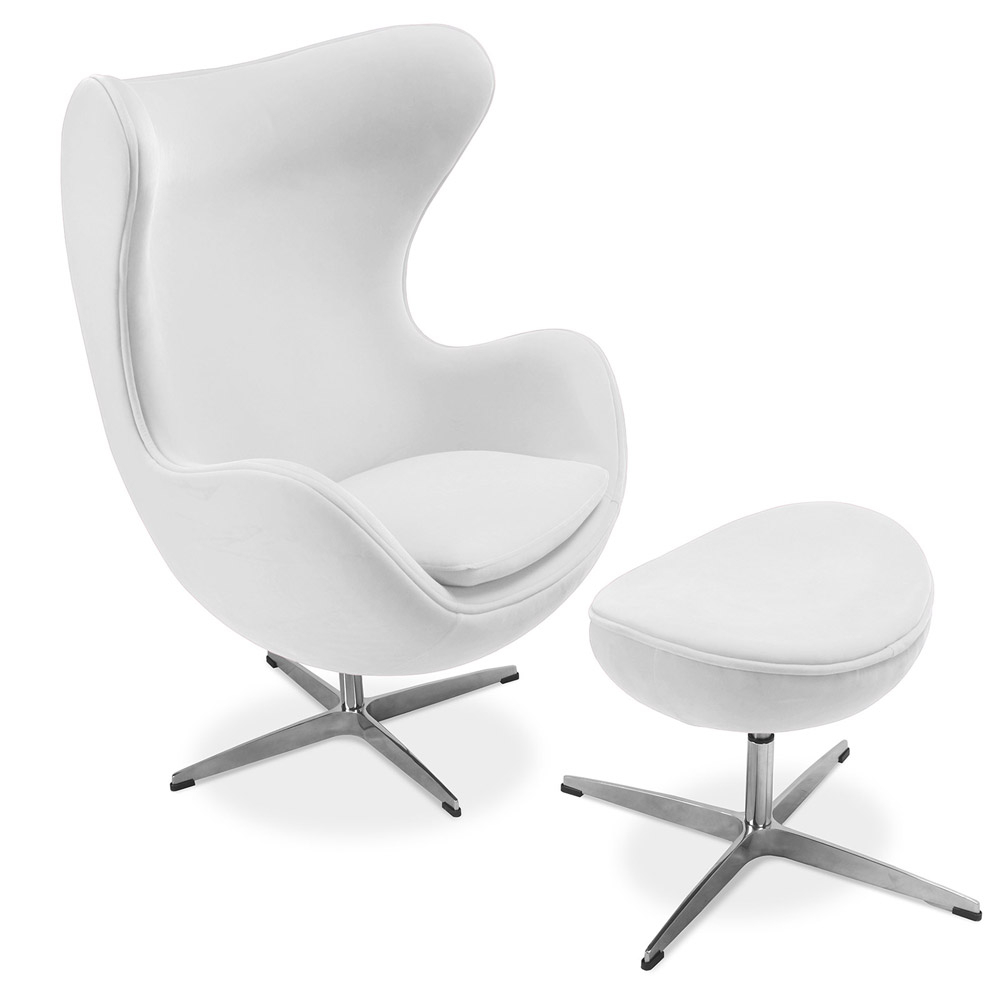  Buy  Egg design armchair with footrest - Fabric upholstered - Brave White 13657 - in the UK