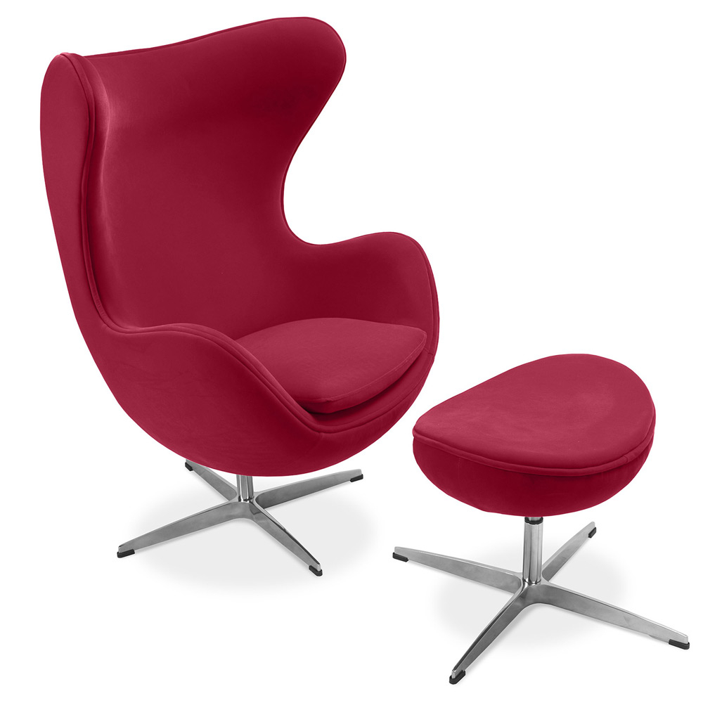  Buy  Egg design armchair with footrest - Fabric upholstered - Brave Red 13657 - in the UK